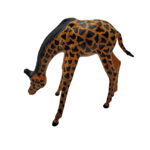Leather Wrapped Hand‎ Painted African Décor Jungle Animal Giraffe